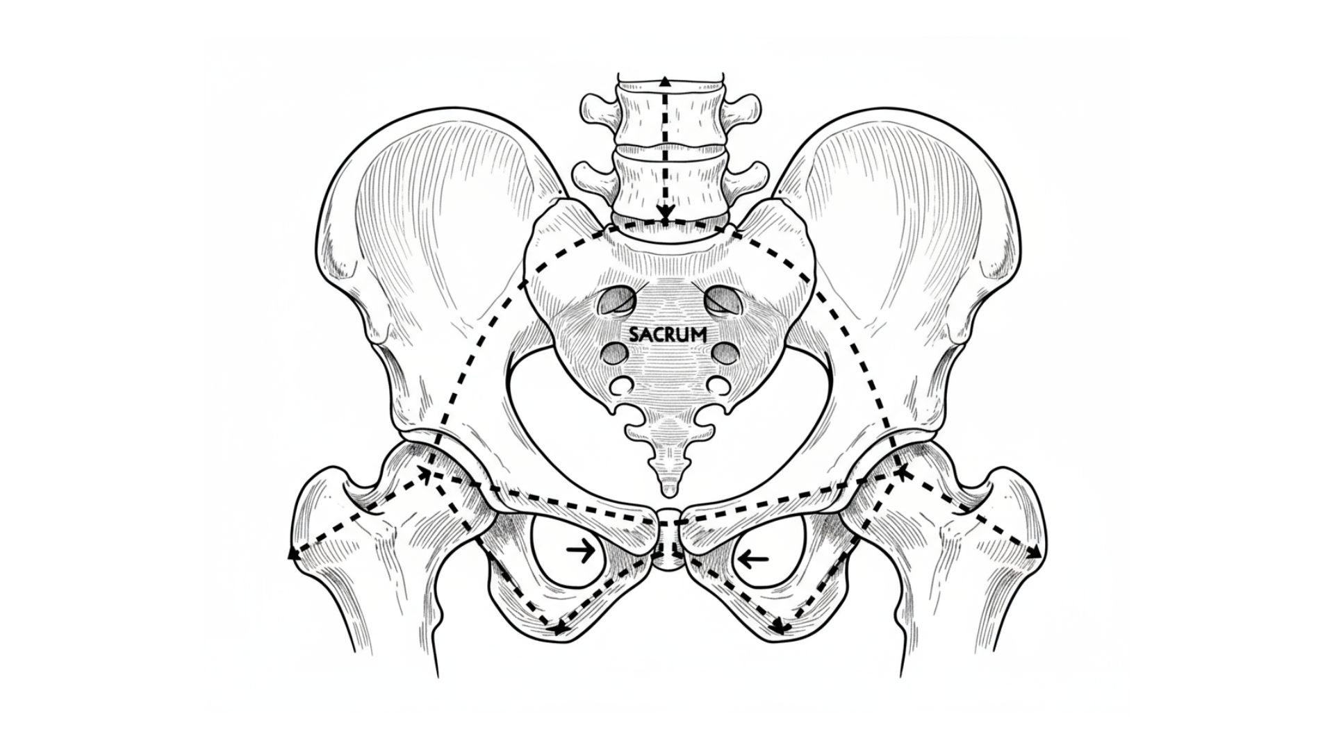 Le sacrum montrant la structure pelvienne